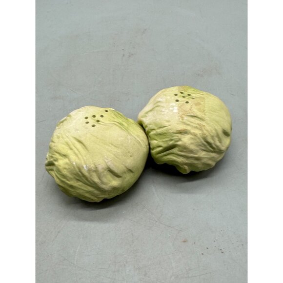 Cabbage-Shaped Ceramic Salt & Pepper Shakers Vintage Kitchen Decor 3" green READ - Picture 9 of 9
